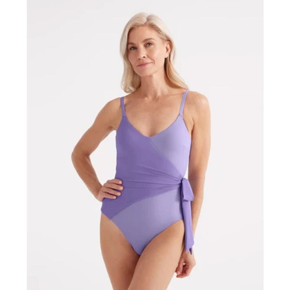 NWT Knix Womens XXL Grape Pop Wrap One Piece Swimsuit Bathing Suit Beach Pool